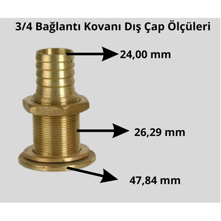 Bağlantı Kovanı Hortum Rekorlu Sarı 3/4 inch