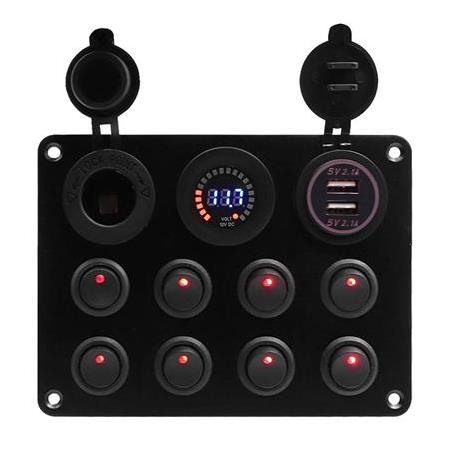 8'li Switch Panel USB ve Şarj/ Volt Gösterme Özellikli
